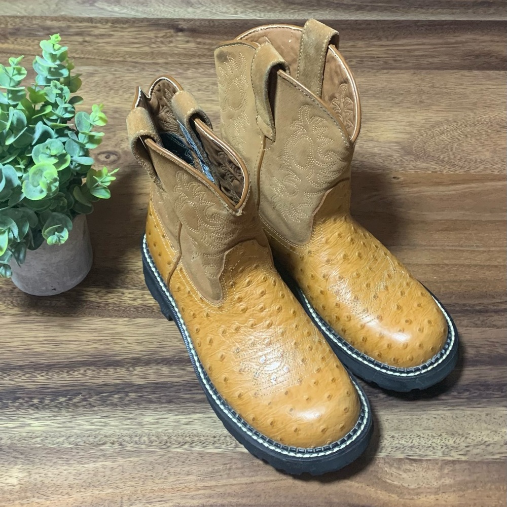 Ariat Fatbaby ostrich embossed western boots